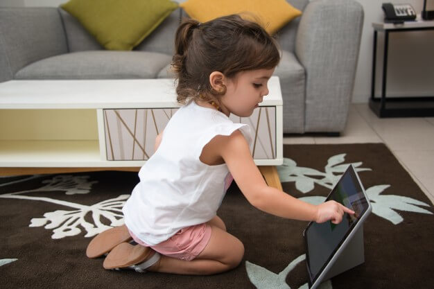 Little girl using internet